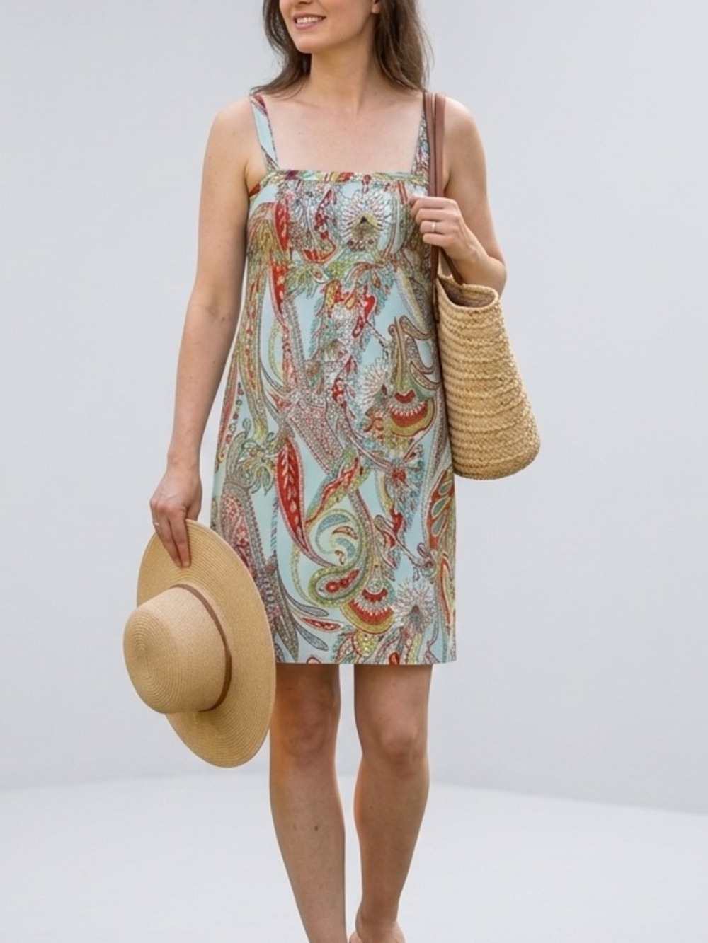 Tommy Bahama Sleeveless Paisley Print Summer Mini Dress size 12 cotton silk